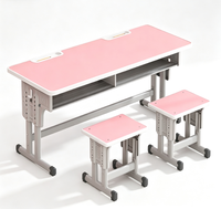 Fabricant Professionnel – Ensemble Bureau et Chaise Double pour Étudiants, Table et Tabouret Scolaire Modernes en Métal Réglables pour Salles de Classe Primaire – Vente en Gros