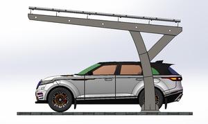 Abri <span class=keywords><strong>solaire</strong></span> pour voiture à colonne unique 10 kW, système en <span class=keywords><strong>aluminium</strong></span> léger - Product Image 2