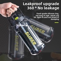 Bouteille d'eau motivante 2L BPA Tritan Sports 1 gallon Paille à boire directe Marqueur de temps Petit verre en plastique