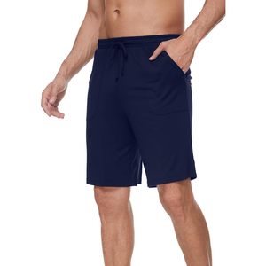 Pantalones Cortos de Pijama Personalizados para Hombre, de Viscosa de Bambú, Tejido Suave, Pantalones Cortos de Dormir de Verano, Color Azul Marino, Talla Pequeña - Product Image 4