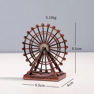 London Eye Ornament Art Figurine Retro Rotatable Ferris Wheel Model Nordic Handicraft Creative Desktop Accessory Home Decor