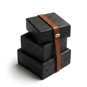 Wood Grain Paper Gift <b>Box</b> Magnetic Snap Closure Custom Logo Rigid Square Packaging <b>Folder</b> Jewelry Craft Handmade Quality 3-6L - Product Image 1