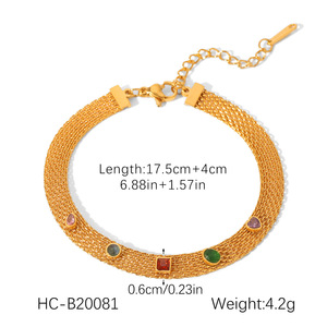 Pulsera de Acero Inoxidable Chapado en Oro con Dijes de Mariposa y Diamantes Huecos, Diseño Simple y Moderno de HY Fashion - Product Image 2