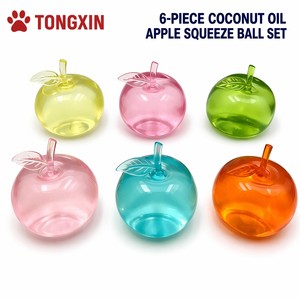 TikTok 6 piezas de juguetes antiestrés de gel translúcido TPR con aceite de coco y forma de manzana, de subida lenta, para ASMR, regalo, venta al por mayor TONGXIN - Product Image 1
