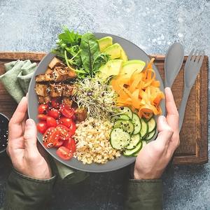 16-delige set van onbreekbaar servies van tarwehalm, magnetronbestendig, zwart, herbruikbaar, inclusief borden, bekers, kommen en bestek. - Product Image 4