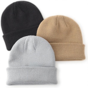 Unisex Solid Color Beanie Hat 100% Acrylic Knitted <b>Winter</b> <b>Cap</b> Casual Style for Adults 56-58CM Head Circumference - Product Image 2