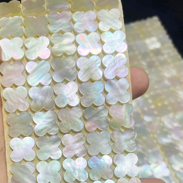 Fashion Jewelry 8-14mm MOP Mother of Pearl Shell Four Leaf Clover Shells MOP White Beads Necklace Making