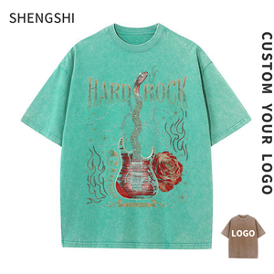 Camiseta Shengshi para adultos Algodón 320g Lavado ácido Tendencias Relajado O-cuello Gimnasio Suave con impresión personalizada Camiseta de compra a granel para adultos - Product Image 1