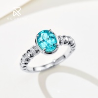 Bague Rochime en argent sterling 925 avec zircone cubique bleue Paraiba, pierre précieuse de laboratoire, bijoux de mode pour femmes