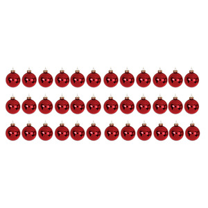 CONFEZIONE DA 36 PALLINE DI VETRO, DIAMETRO 3CM, COLORE ROSSO LUCIDO - Product Image 1