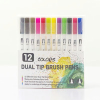 Ensemble de stylos aquarelle à Double tête, 12, 24, 36 couleurs, surligneur, marqueur d'art, vente en gros