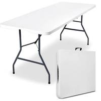 Ensemble de table et chaises pliantes carrées portables d'extérieur - Longueur 6 pieds, design moderne en plastique blanc, hauteur réglable, pour usage hôtelier