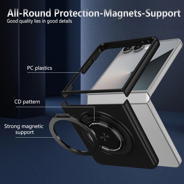 Luxury Premium Shockproof 360 Rotatable Ring Holder Metal Kickstand Wireless Charging Phone case for samsung Galaxy Z Flip 8 7 6
