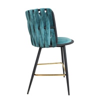 Tabouret de bar à dossier haut, style minimaliste de luxe, chaise de bar tressée pour comptoir d'accueil, caisse, îlot de cuisine