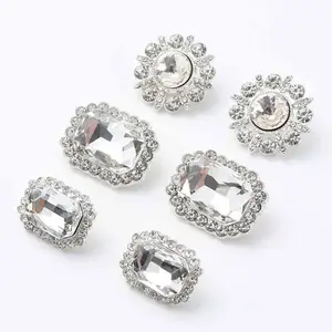 JFFB043 Customized Fashionable Rhinestones Button Different Colors Metal Crystal Shank Buttons For Coat