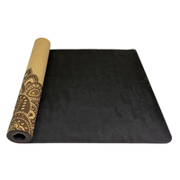 Tapis de yoga en liège à grain arqué, en caoutchouc naturel de 4 mm d'épaisseur, antidérapant, écologique, avec impression de logo personnalisée de qualité supérieure