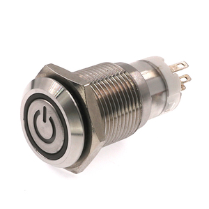 Interruptor de encendido y apagado autoblocante momentáneo <span class=keywords><strong>12V</strong></span> 16mm Interruptor de botón pulsador de metal 12mm sin Led - Product Image 2
