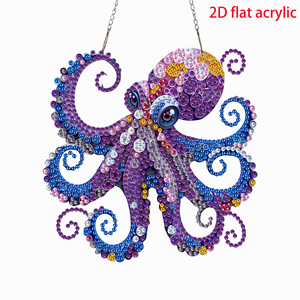 Pendentif créatif en acrylique 5D à strass brillants simple face, motif pieuvre, pour peinture <span class=keywords><strong>diamant</strong></span> DIY, produit transfrontalier très vendu - Product Image 5