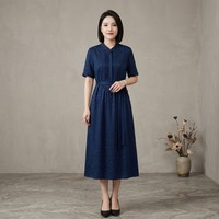 Robes élégantes pour femmes en soie de mûrier 100% pure, délicates, à manches courtes, inspirées du patrimoine culturel immatériel chinois exquis