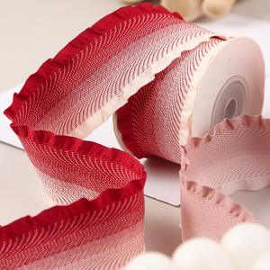 Cinta de tela de rejilla de borde ondulado de alta calidad, cinta de borde festoneado de sarga Ombre para lazo de pelo, horquilla cruda - Product Image 2