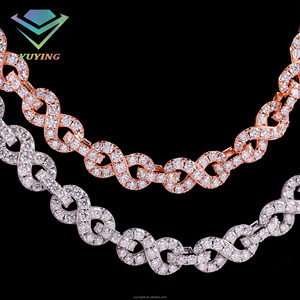 yu ying Luxury 925 sterling Silver 13MM VVS Moissanite <b>Infinity</b> Chain <b>Necklace</b> 18k <b>gold</b> Plated Link Chain Unisex Everyday Wear - Product Image 5