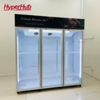 Vitrine Réfrigérée Panoramique Sur Mesure pour Fleurs, Équipement de Supermarché, Réfrigérateur Commercial Anti-Buée pour Présentation Florale