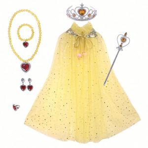 Haute Qualité Enfants Cape Halloween Carnaval Fête Cosplay Cape Tulle Princesse Elsa Capes Avec Accessoires - Product Image 3