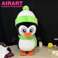 Mascotte de club de danse, pingouin gonflable de dessin animé, ballon personnalisé, forme de pingouin rouge sur mesure.