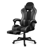 Chaise de jeu industrielle en fer, pivotante, mécanisme d'inclinaison convertible, haute capacité de charge, cuir gris, extensible et pliable