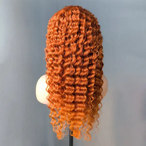 Nouvelle arrivée 350 perruques de cheveux brésiliens bruts couleur Orange vague de corps droite vague profonde 16-30 pouces 13x4 cheveux humains perruque suisse à lacets avant - Product Image 5