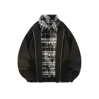 2025 unisexe manteau décontracté élégant ample col rabattu fermeture éclair avant polyvalent fondu deux pièces veste pour grande taille hiver toile