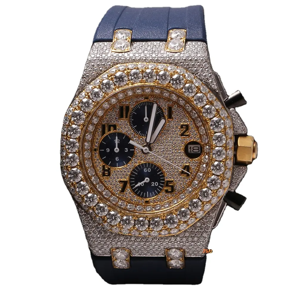 Luxury Customize Iced Out VVS Moissanite Diamond Watch Hip Hop Mechanical Watch With Authentic Certification