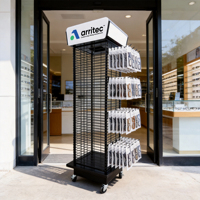 Présentoir magnétique personnalisé à 4 faces en métal pour lunettes de lecture, support optique sur pied avec crochets pour lunettes de soleil et de vue