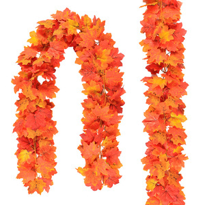 Fogli di acero artificiale spiedini per foglie di acero decorativi miste falsi realistica foglia d'autunno per la festa di Halloween - Product Image 5