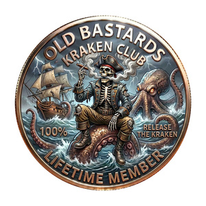 Pièce commémorative de collection en métal sur le thème du monstre marin Kraken, avec le slogan « Lifetime Member » - Product Image 2