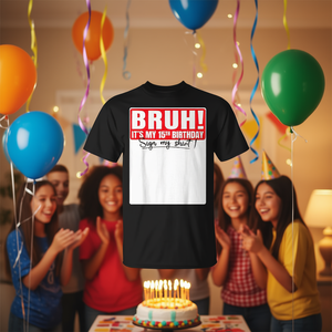 T-shirt à manches courtes pour adulte, unisexe, col rond, imprimé numérique, avec inscription « 15th Birthday Sign My Shirt » - Product Image 3