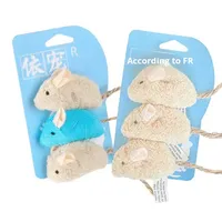 Ensemble de jouets à mâcher pour chat, trois souris en peluche réalistes, jouet pour chaton, chatnip, teaser, fournitures pour animaux de compagnie