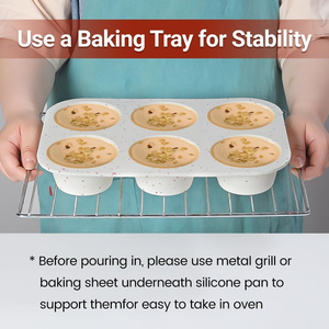 MUYULINS factory can customize 6-<b>cup</b> LFGB non-stick BPA-free <b>large</b> silicone brownie cupcake tray muffin cake mold - Product Image 4