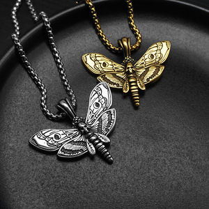 Pendentif <span class=keywords><strong>en</strong></span> acier inoxydable PVD anti-ternissement personnalisé, motif moustache de crâne vintage, bijoux de mode raffinés, colliers insectes pour hommes, vente <span class=keywords><strong>en</strong></span> gros - Product Image 1