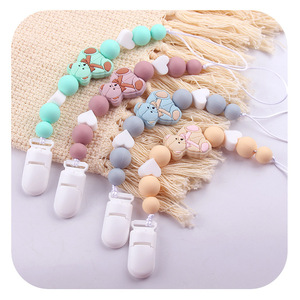 Kaiyue Offres Spéciales sans BPA perles en silicone de qualité alimentaire chaîne de sucette pour bébé porte-sucette factice pince à chaîne anti-chute - Product Image 3