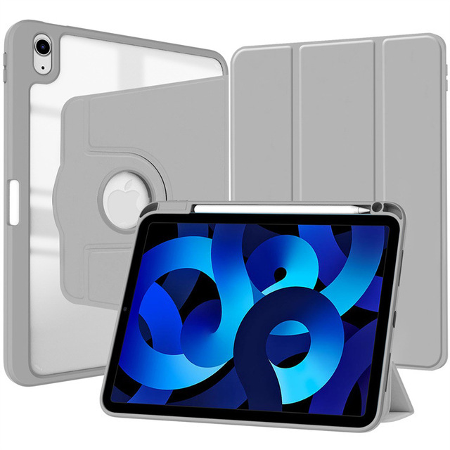 Advanced Crystal Clear 360 Degree Rotating Protective Case with Adjustable Kickstand and Pencil Holder for iPad Mini 6