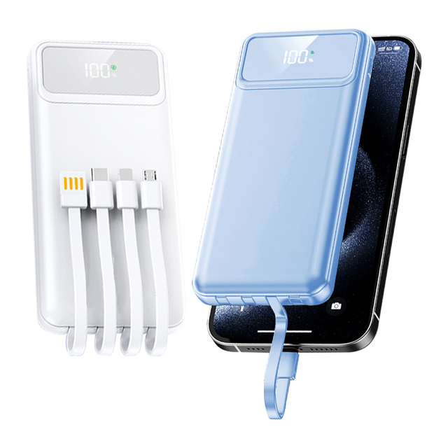 Custom 10000mAh Power Banks with Built in Cable Fast Charging Power Bank for Phone External Battery Slim Travel Charger