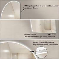 CF Personnaliser Demi Lune Dimmable Anti-Buée Mur Vanité Maquillage Led Bain Miroir Décor Smart LED Salle De Bains Miroir avec Contrôle Tactile