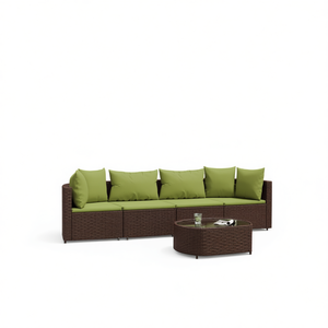 Set Divano da Giardino in Rattan Marrone, Arredamento da Esterno a 4 Posti, Design Contemporaneo per Spazi Living all'Aperto - Product Image 1