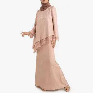 Patchwork pamuk baju kurung moden dantel pembe elegance elbise malezya kadınlar kebaya baju kurung