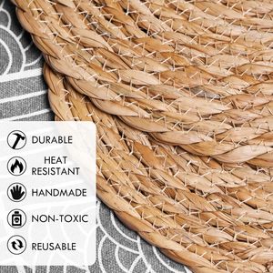 Tự Nhiên Dệt Tay 10 "12" Cattail Placemats Mộc Mạc Bện Wicker Bảng Thảm Trang Trại Dệt Nơi Thảm Tấm - Product Image 4