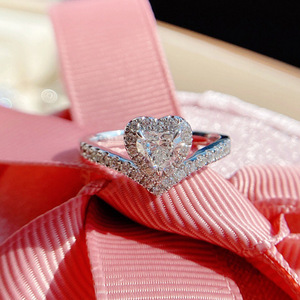 Anello a Cuore con Zirconi per Donne, Regolabile, Elegante, per Proposta di Matrimonio, Gioiello di Moda - Product Image 2