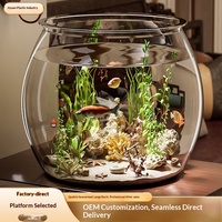 Aquarium de salon écologique pour petits poissons d'eau douce, tortues et poissons rouges, transparent, pour bureau et maison, hydroponique, sélectionné avec soin