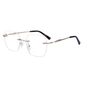 New Design Rimless Stainless Glasses Frame Eyeglasses Women Gold Stainless For Men For Women