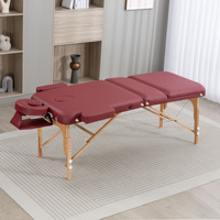 Table de massage moderne en bois pliable en 3 parties, 195*71cm, capacité de 573LBS, lit de thérapie portable réglable, en cuir PU, mousse haute densité